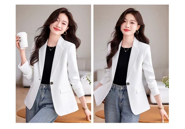 Women's Slim Fit Single Button Blazer Jacket - Elegant Red, Black, White Casual Office Coat for Autumn/Winter Fashion 2024 showcase 8