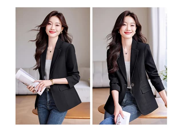 Women's Slim Fit Single Button Blazer Jacket - Elegant Red, Black, White Casual Office Coat for Autumn/Winter Fashion 2024 showcase 12