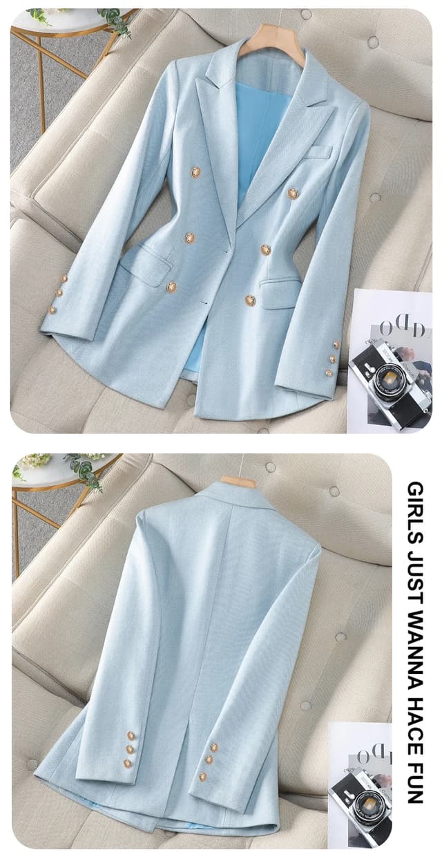 NAVIU High-End Women's Blazer Jacket - Spring/Autumn Office Business Suit, Long Sleeve Coat in Blue, Pink, or Apricot showcase 4