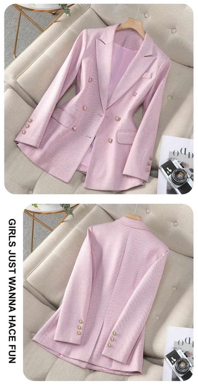 NAVIU High-End Women's Blazer Jacket - Spring/Autumn Office Business Suit, Long Sleeve Coat in Blue, Pink, or Apricot showcase 3