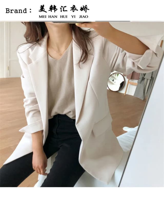 Women's Pink Korean Style Blazer Jacket - Medium Length, British Casual Personality, Spring/Autumn Fashion with Belt Detail showcase 13