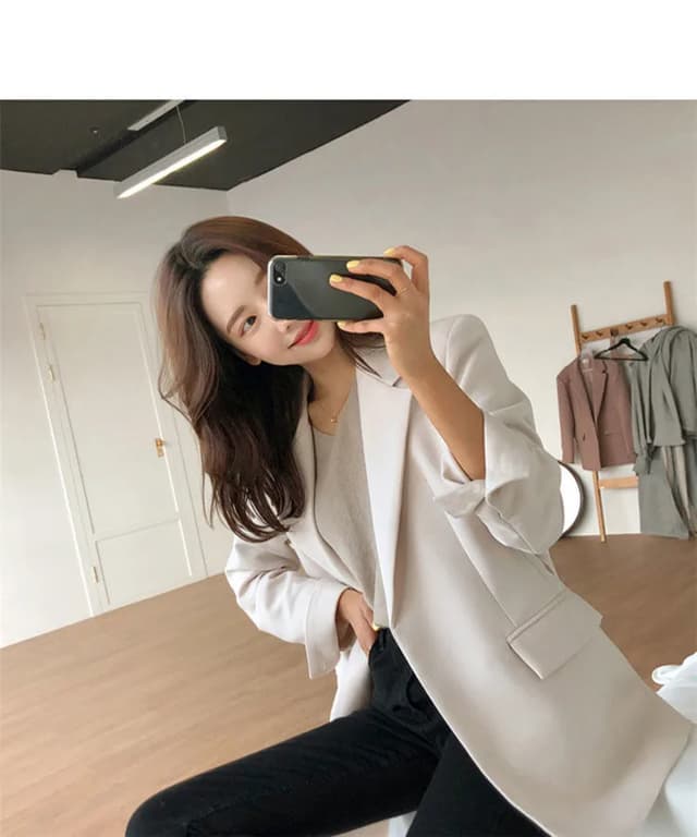 Women's Pink Korean Style Blazer Jacket - Medium Length, British Casual Personality, Spring/Autumn Fashion with Belt Detail showcase 12