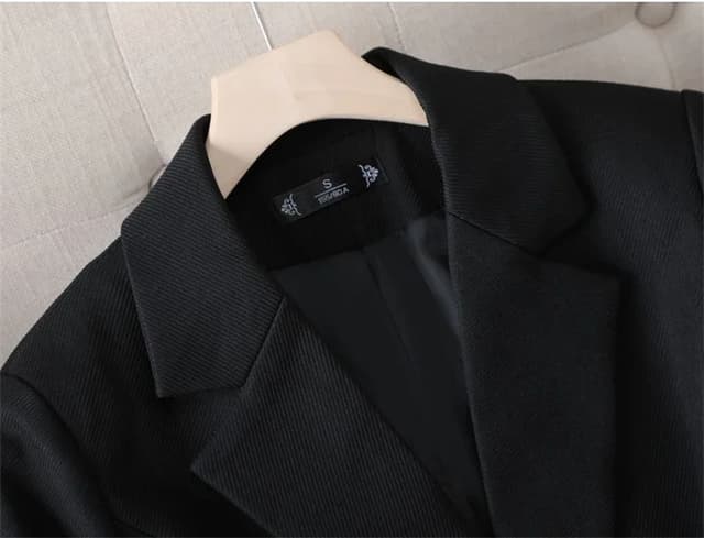 Women's Long Blazer Jacket - Autumn Winter Office Formal Business Work Wear Coat in Khaki, Coffee, Black showcase 9