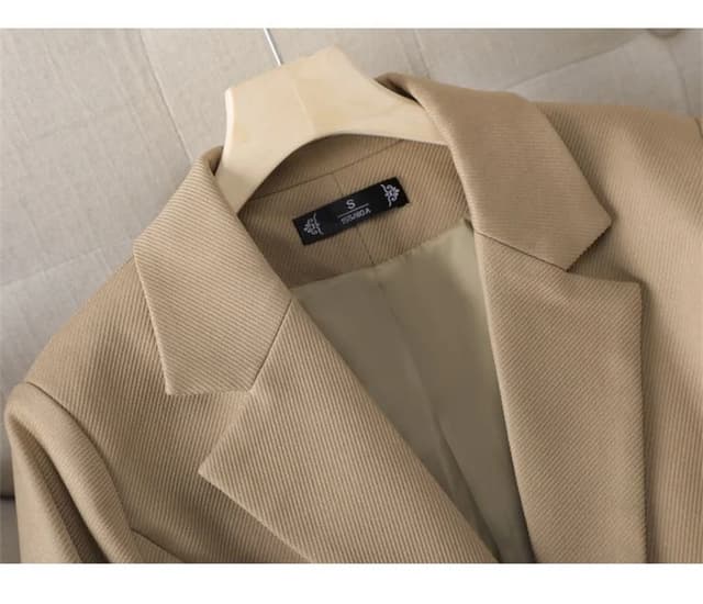 Women's Long Blazer Jacket - Autumn Winter Office Formal Business Work Wear Coat in Khaki, Coffee, Black showcase 15