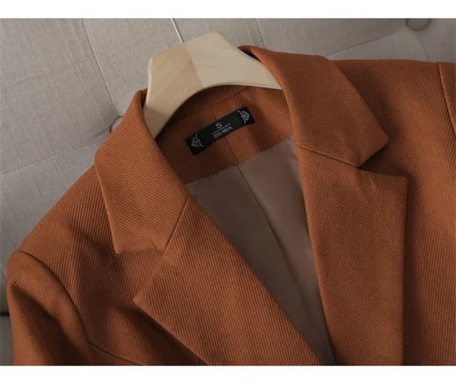 Women's Long Blazer Jacket - Autumn Winter Office Formal Business Work Wear Coat in Khaki, Coffee, Black showcase 12