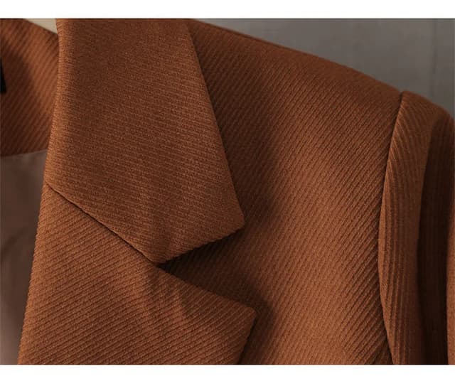 Women's Long Blazer Jacket - Autumn Winter Office Formal Business Work Wear Coat in Khaki, Coffee, Black showcase 13