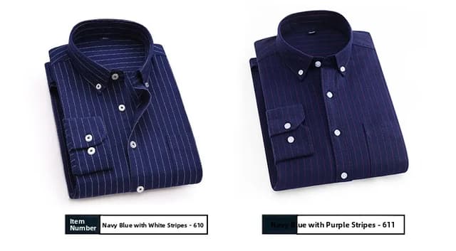 Men's Korean Style Oxford Cotton Long Sleeve Shirt - Versatile Striped Pattern, No Ironing Casual Wear for Youth showcase 9