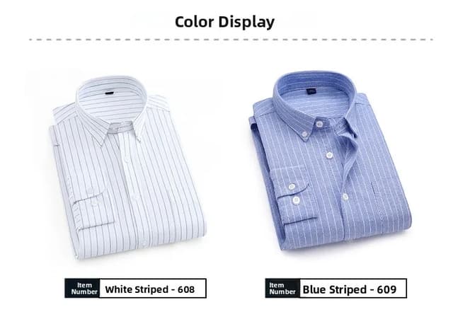 Men's Korean Style Oxford Cotton Long Sleeve Shirt - Versatile Striped Pattern, No Ironing Casual Wear for Youth showcase 8