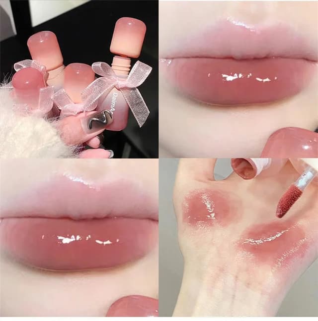 Jelly Glass Lip Gloss Moisturizing Tint Mirror Waterproof Non-stick Cup Solid Lipstick Cosmetic for All Occasions showcase 14