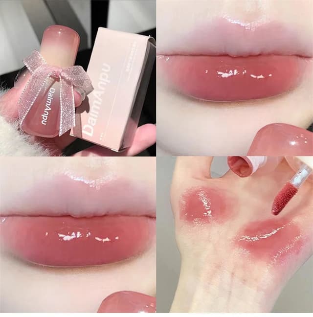 Jelly Glass Lip Gloss Moisturizing Tint Mirror Waterproof Non-stick Cup Solid Lipstick Cosmetic for All Occasions showcase 12