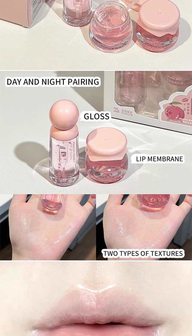 SUSU SKY Peach Honey Jar Lip Makeup Kit - Moisturizing & Nourishing Lip Care Set for Soft, Hydrated Lips showcase 7