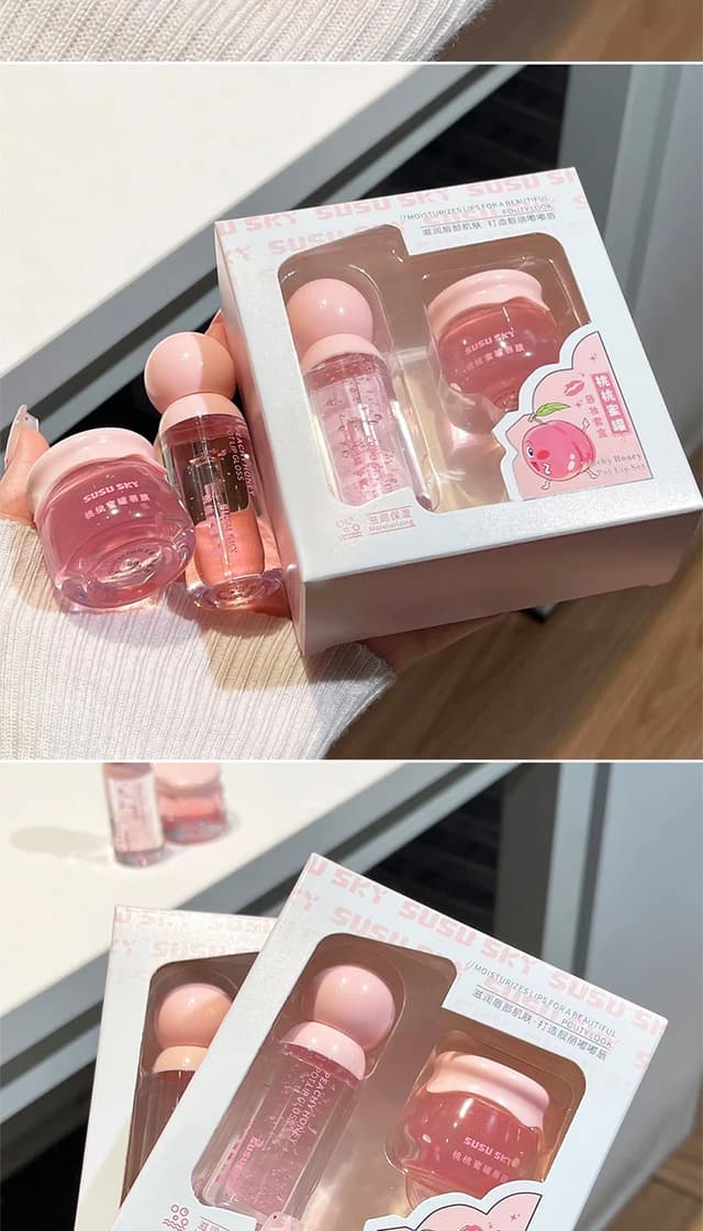 SUSU SKY Peach Honey Jar Lip Makeup Kit - Moisturizing & Nourishing Lip Care Set for Soft, Hydrated Lips showcase 10
