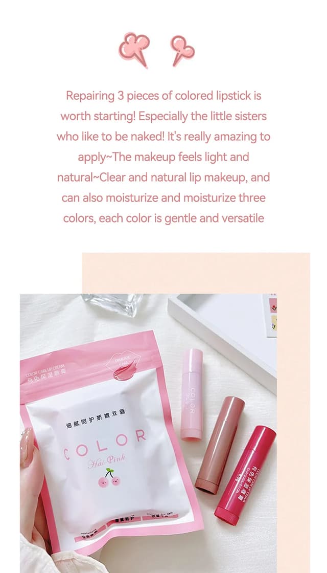 HAIPINK 3-Piece Tinted Moisturizing Lip Balm Set - Hydrating, Fade Lip Lines, Prevent Chapping, Natural Color for Daily Use showcase 2