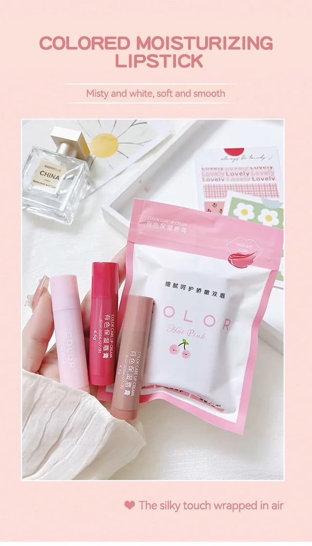 HAIPINK 3-Piece Tinted Moisturizing Lip Balm Set - Hydrating, Fade Lip Lines, Prevent Chapping, Natural Color for Daily Use showcase 1