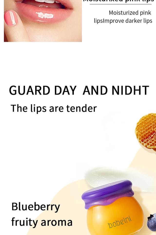 Bobeini Small Honeypot Lip Mask for Intense Hydration - Moisturizing Balm Prevents Dryness, Cracking, Peeling & Fading Lip Wrinkles showcase 4