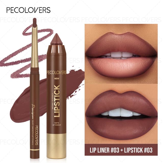 2PCS Brown Lip Liner & Matte Lip Crayon Set - Waterproof Long-Lasting Makeup for All Styles showcase 6