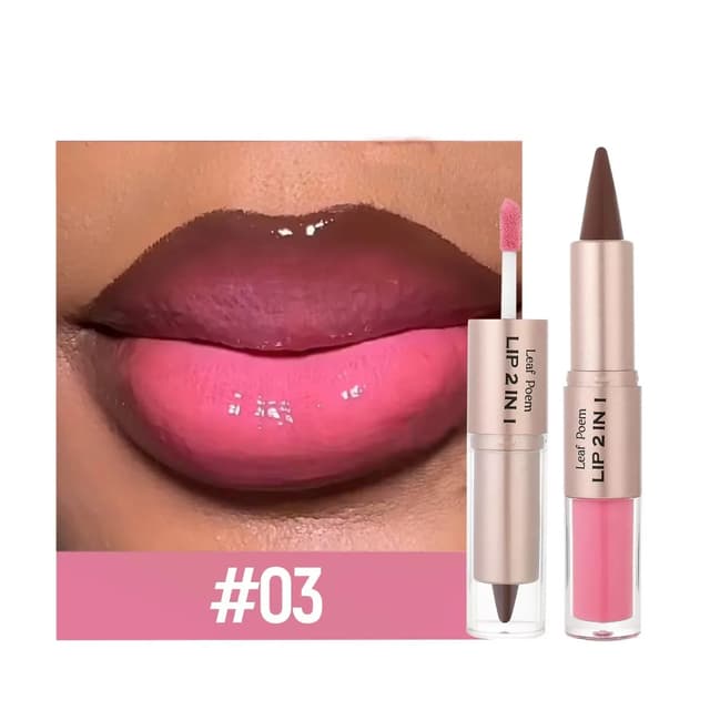 2-in-1 Gradient Lipliner Pen & Lip Gloss - Nude Brown Matte Lip Liner with Mirror Finish, Waterproof, Non-Stick, Long-Lasting Makeup for Stunning Lips showcase 7