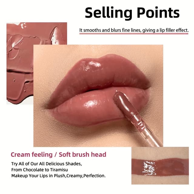 Hydrating Crystal Lip Oil, Plumping & Moisturizing Gloss with Tinted Shades, Long-Lasting Shine for All Skin Types, Natural Beauty Lip Care showcase 3