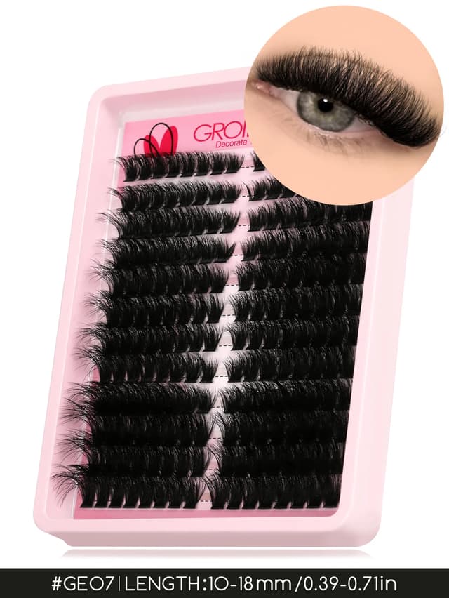 GROINNEYA 3D Wispy Cat Eyelash Clusters - DIY Individual Volume Fluffy Extensions, Natural Look, 9 Lengths (7-15mm), Comfortable Cotton Band, Long-Lasting Imported Fiber for All Occasions showcase 12