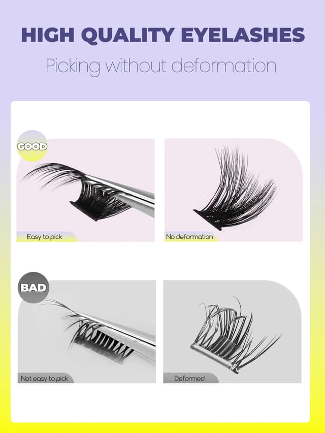 GROINNEYA 3D Wispy Cat Eyelash Clusters - DIY Individual Volume Fluffy Extensions, Natural Look, 9 Lengths (7-15mm), Comfortable Cotton Band, Long-Lasting Imported Fiber for All Occasions showcase 2