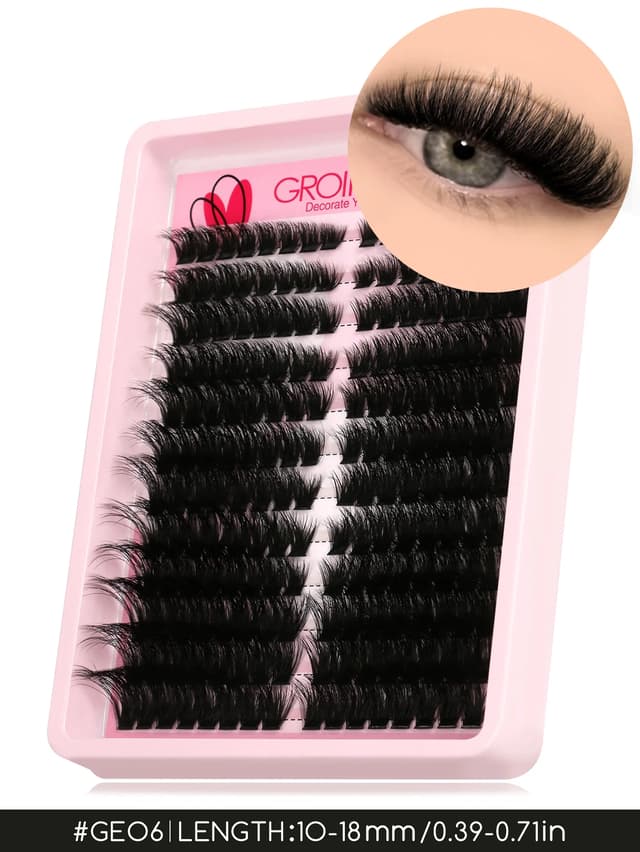 GROINNEYA 3D Wispy Cat Eyelash Clusters - DIY Individual Volume Fluffy Extensions, Natural Look, 9 Lengths (7-15mm), Comfortable Cotton Band, Long-Lasting Imported Fiber for All Occasions showcase 11