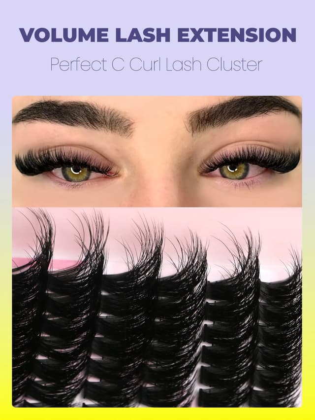 GROINNEYA 3D Wispy Cat Eyelash Clusters - DIY Individual Volume Fluffy Extensions, Natural Look, 9 Lengths (7-15mm), Comfortable Cotton Band, Long-Lasting Imported Fiber for All Occasions showcase 3