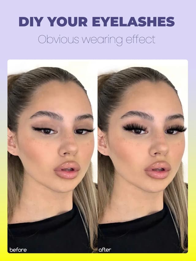 GROINNEYA 3D Wispy Cat Eyelash Clusters - DIY Individual Volume Fluffy Extensions, Natural Look, 9 Lengths (7-15mm), Comfortable Cotton Band, Long-Lasting Imported Fiber for All Occasions showcase 4