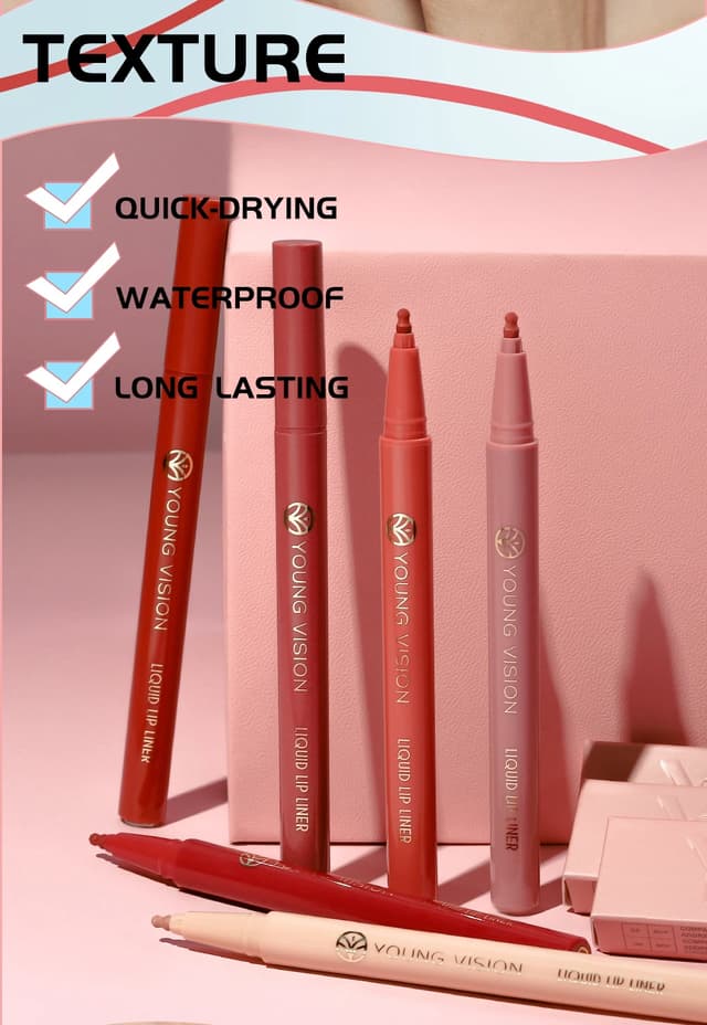 12 Color Matte Liquid Lipliner Set - Waterproof Fog Surface Lip Glaze with Sponge Gourd Head Applicator for Natural Red Tones showcase 4