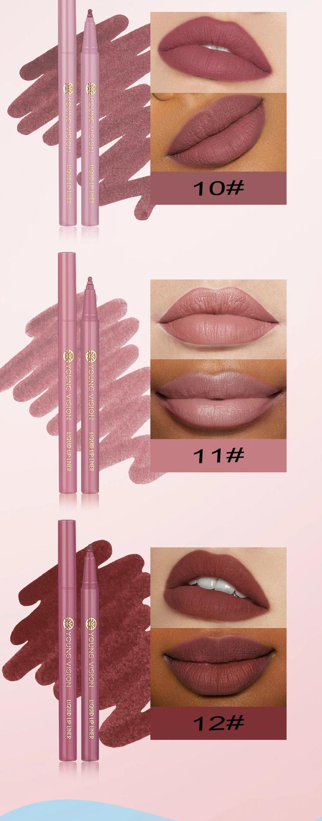 12 Color Matte Liquid Lipliner Set - Waterproof Fog Surface Lip Glaze with Sponge Gourd Head Applicator for Natural Red Tones showcase 9