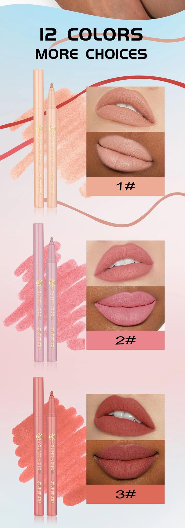 12 Color Matte Liquid Lipliner Set - Waterproof Fog Surface Lip Glaze with Sponge Gourd Head Applicator for Natural Red Tones showcase 6