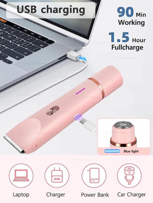 Women's Waterproof Electric Shaver & Bikini Trimmer - Dual Head, Painless Body Hair Removal for Legs, Underarms, Face - 3/6mm Comb Guide, USB Rechargeable showcase 6