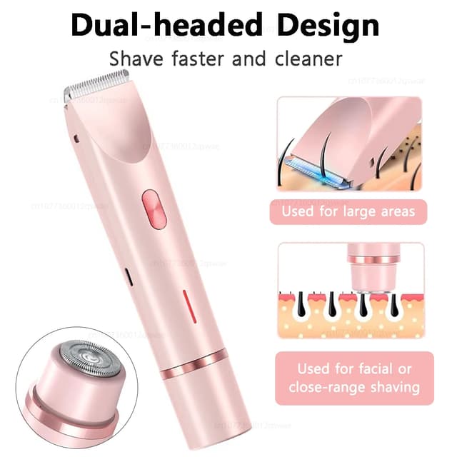 Women's Waterproof Electric Shaver & Bikini Trimmer - Dual Head, Painless Body Hair Removal for Legs, Underarms, Face - 3/6mm Comb Guide, USB Rechargeable showcase 7