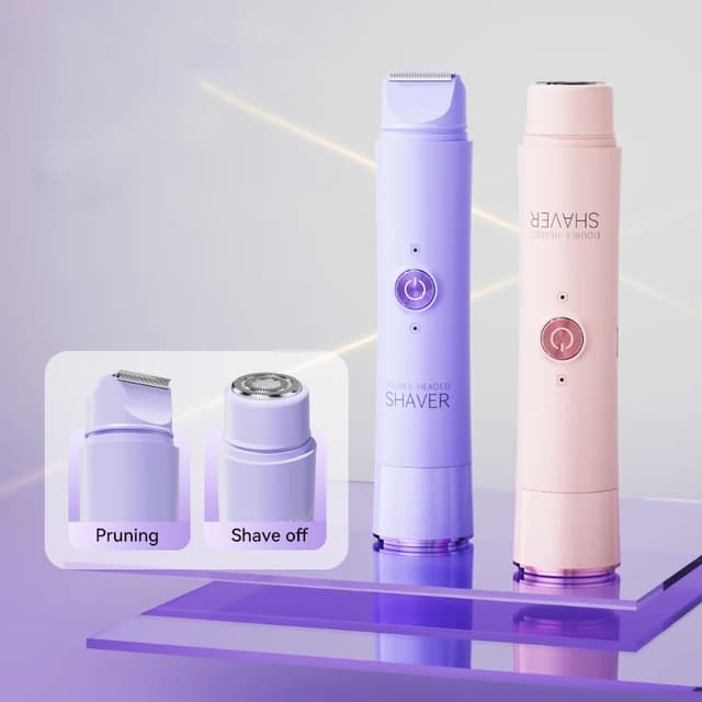 Rechargeable Electric Shaver for Women, Dual Head Bikini Trimmer, Wet & Dry Use, Cordless Personal Grooming Device showcase 4