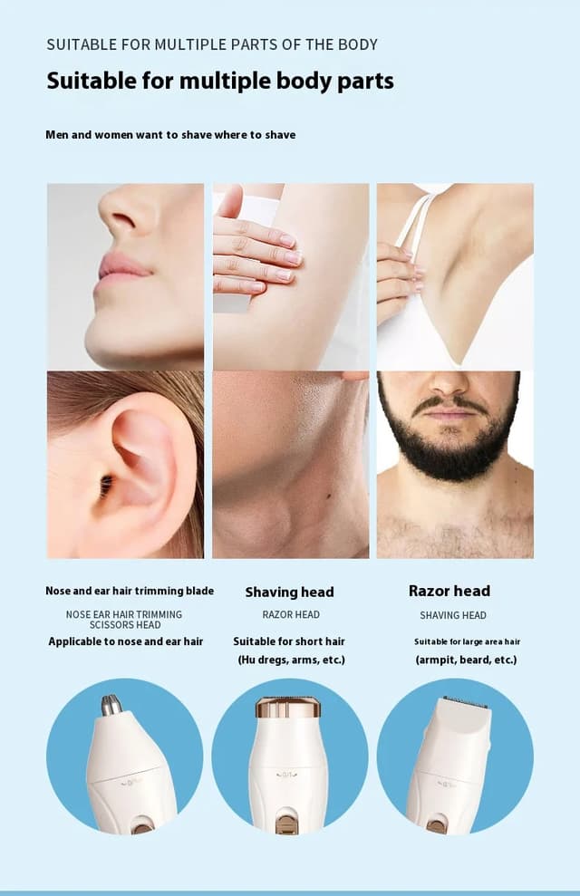 Women's Electric Shaver Waterproof Painless Hair Remover for Bikini, Body, Legs, Face, Underarms - Cordless & Rechargeable with Hypoallergenic Blades showcase 11