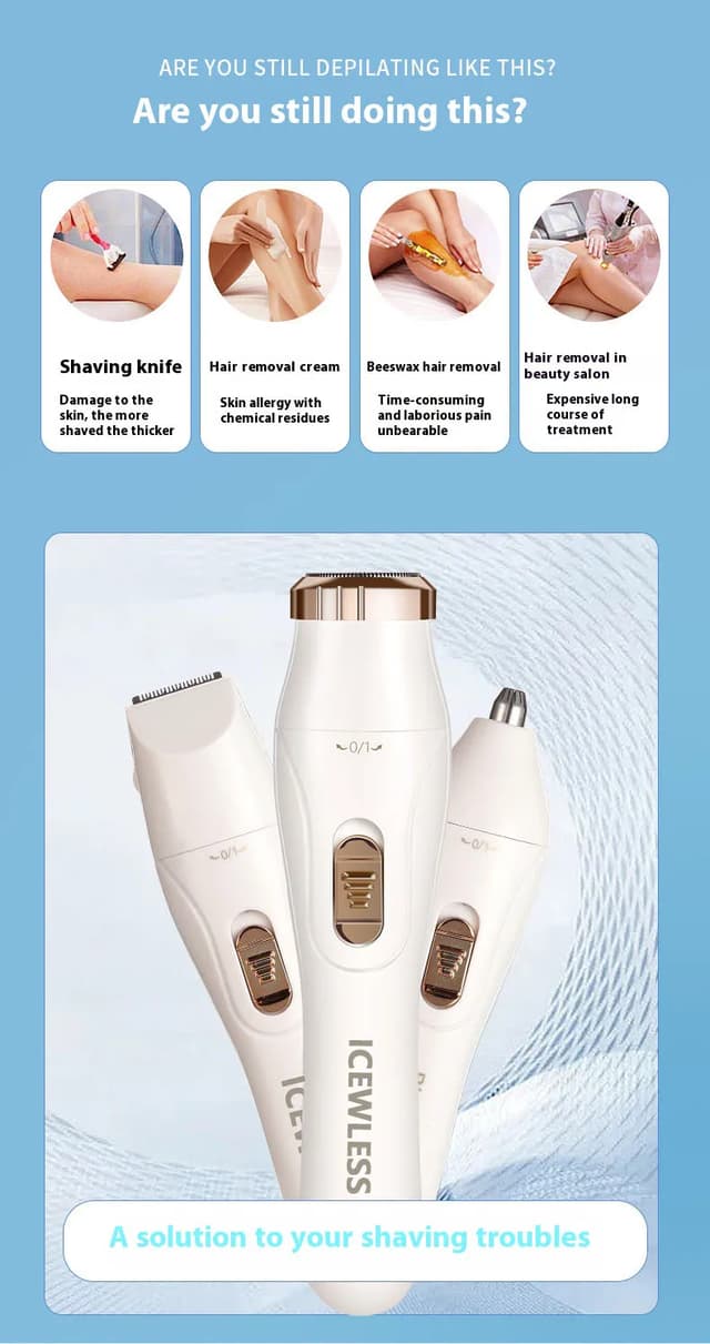 Women's Electric Shaver Waterproof Painless Hair Remover for Bikini, Body, Legs, Face, Underarms - Cordless & Rechargeable with Hypoallergenic Blades showcase 1