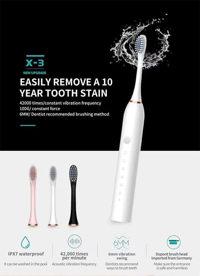 Electric Ultrasonic Toothbrush with 6 Speed Modes, USB Charging, Waterproof Design - Ideal for Adults & Couples showcase 1