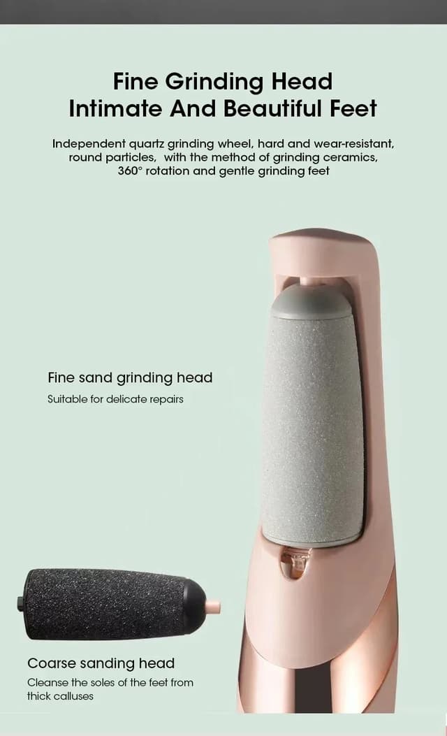 Rechargeable Electric Foot Callus Remover Pedicure Tool - USB Automatic Dead Skin Grinder with 2 Roller Heads for Smooth Feet showcase 10