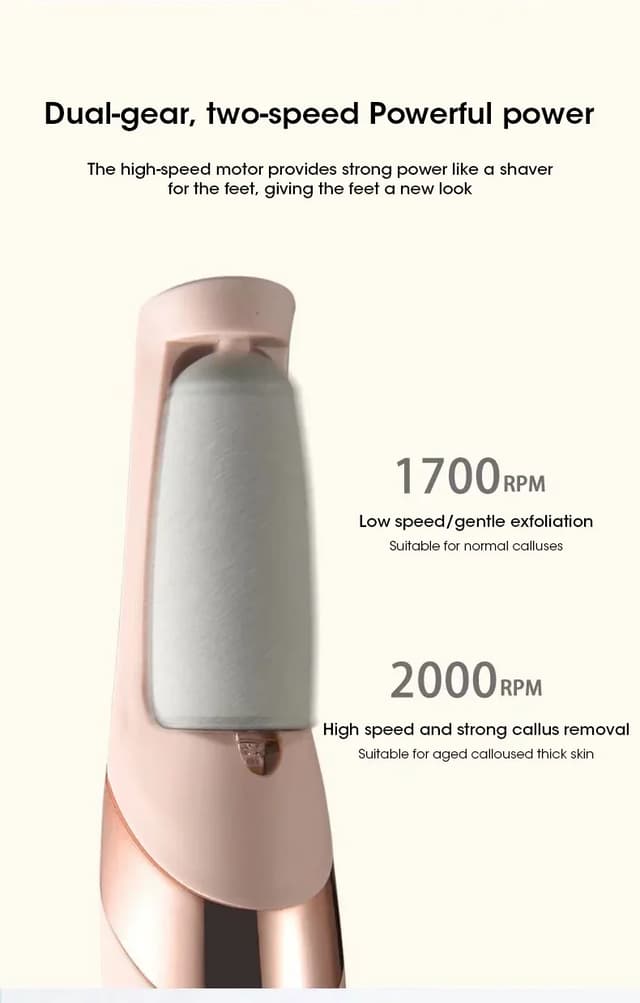 Rechargeable Electric Foot Callus Remover Pedicure Tool - USB Automatic Dead Skin Grinder with 2 Roller Heads for Smooth Feet showcase 6
