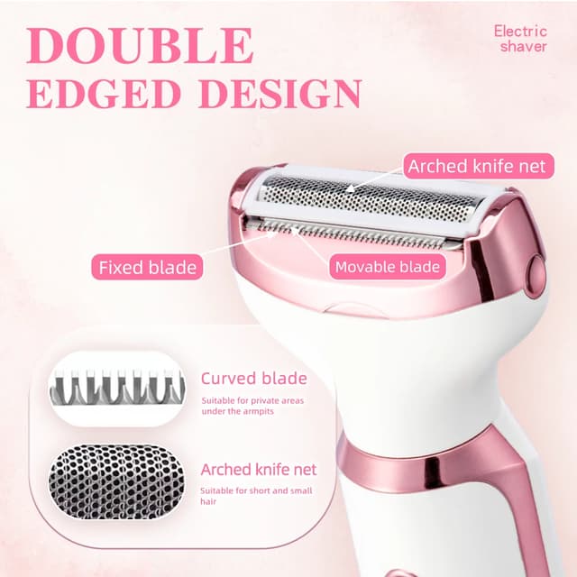 4-in-1 Electric Lady Shaver for Women - Painless Cordless Body Hair Removal Epilator with Trimmer, Eyebrow, and Nose Hair Attachments, USB Rechargeable, Perfect Gift showcase 3