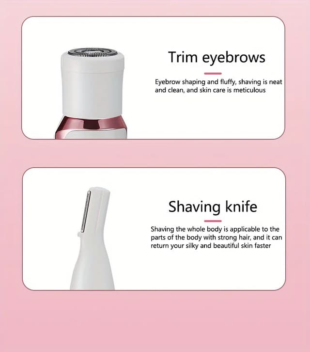 4-in-1 Electric Lady Shaver for Women - Painless Cordless Body Hair Removal Epilator with Trimmer, Eyebrow, and Nose Hair Attachments, USB Rechargeable, Perfect Gift showcase 9