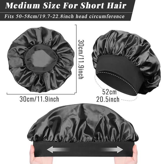Large Satin Lined Bonnet for Long Hair - Soft Silk Sleep Cap for Women, Breathable, Comfortable Fit, Prevents Hair Breakage, Ideal for Sleeping, Showering, Makeup showcase 2