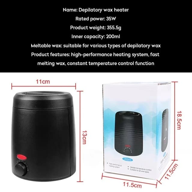 Professional Wax Heater Melter for Hair Removal & Crafts | Adjustable Temperature 0-125°C | Rapid Heating 35W | 200ml Capacity | EU/US Plug for Home Salon Use showcase 13