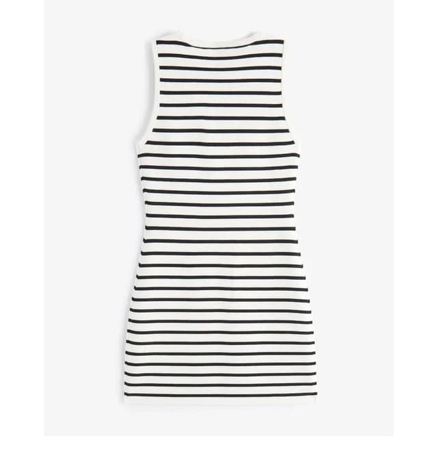 Elegant V-Neck Sleeveless Knitted Mini Dress for Women - Slim Fit Stripe Design, Summer Fashion, Casual Party Wear showcase 6