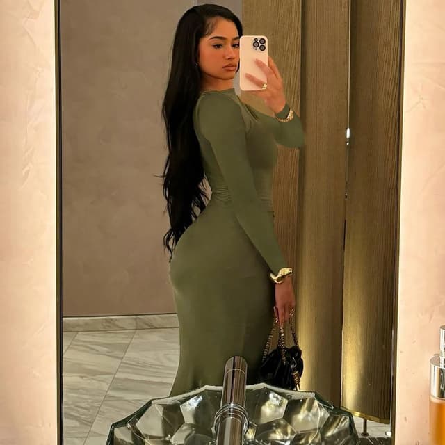 Hugcitar Women's Autumn Solid Long Sleeve Draped Bodycon Maxi Dress - Sexy Y2K Fashion for Evening Party, Festival, Club Outfits showcase 16