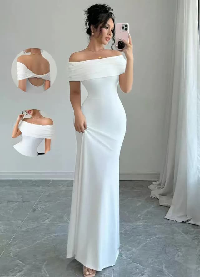Women's Off-Shoulder Sleeveless Sexy Bodycon Midi Party Dress, Elegant Bandage Cocktail Dress for Night Out Events showcase 7