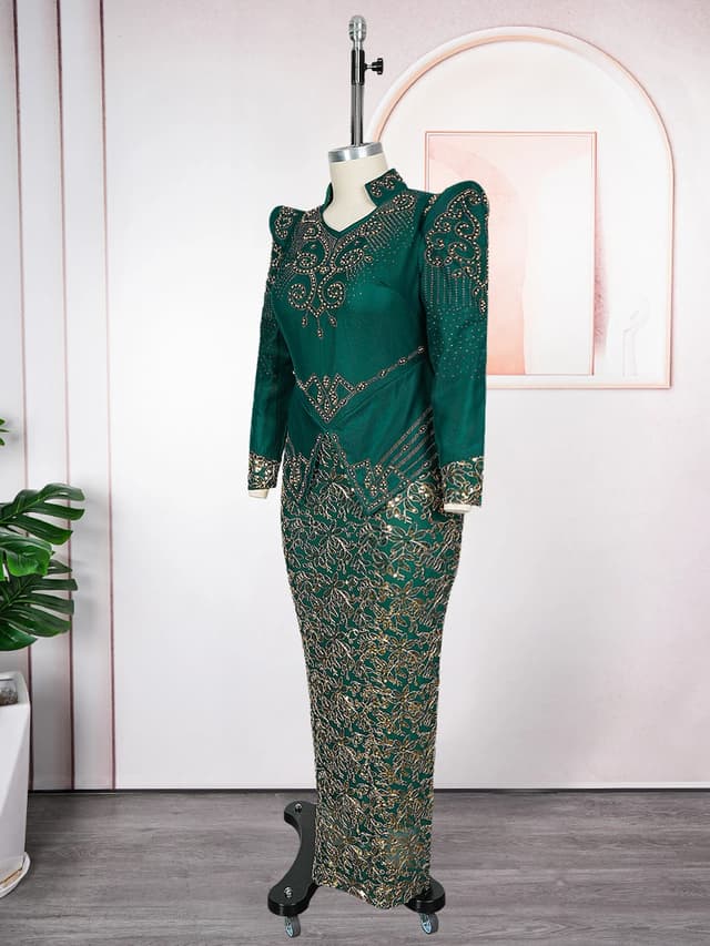 Luxury African Ankara Dashiki Maxi Dress for Women - Elegant Long Sleeve Wedding Party Gown, Plus Size Fashion Apparel showcase 8