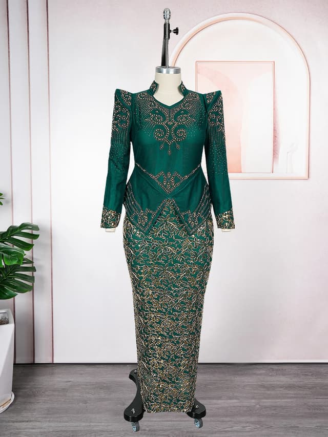 Luxury African Ankara Dashiki Maxi Dress for Women - Elegant Long Sleeve Wedding Party Gown, Plus Size Fashion Apparel showcase 7