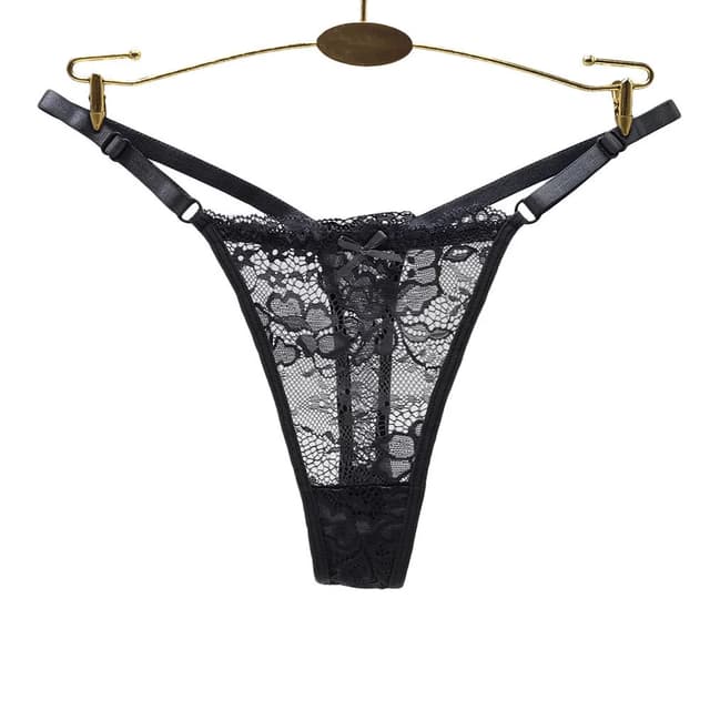 3PCS Women's Sexy Lace Thong Panties - Adjustable Low Waist Transparent T-back Underwear for Ladies showcase 3