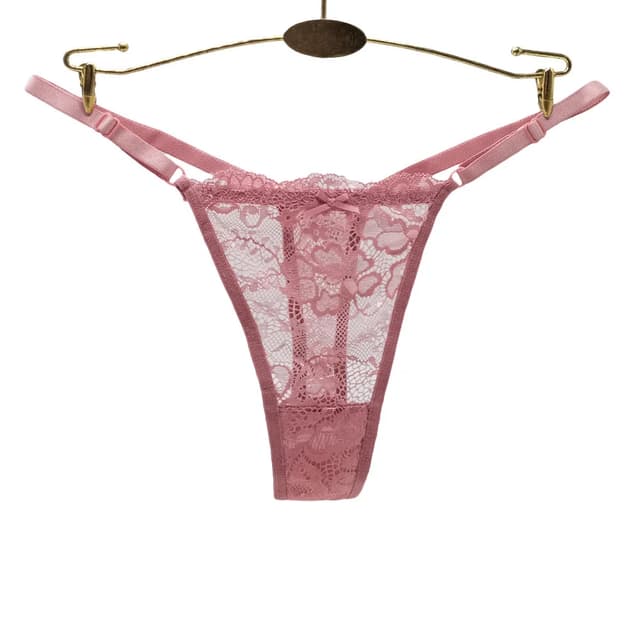 3PCS Women's Sexy Lace Thong Panties - Adjustable Low Waist Transparent T-back Underwear for Ladies showcase 7