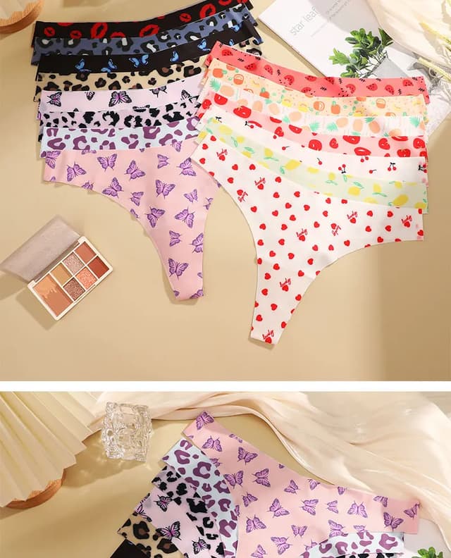 3PCS Sexy G-String Thongs for Women, Colorful Bikini Style T-Back Panties, Seamless Low Waist Intimates, Comfortable Lady Underwear showcase 6